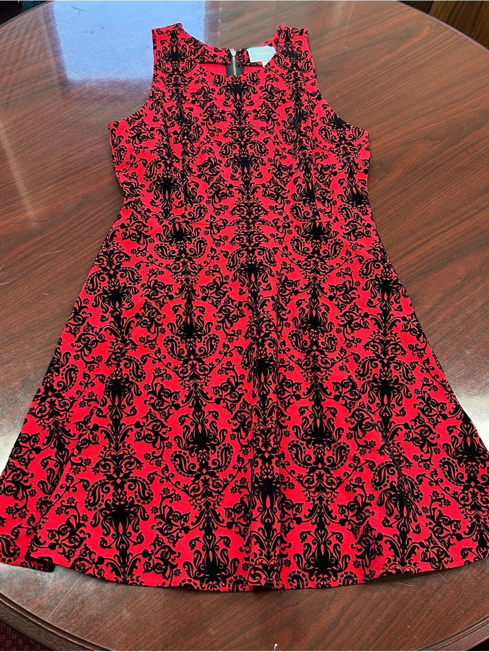 Skies Are Blue Red and Black Sleeveless Midi Dress